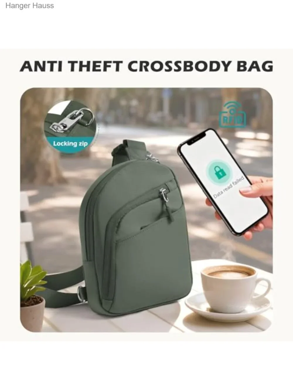 Anti-Theft Crossbody Bag Travel Sling Purse RFID Blocking Waterproof
